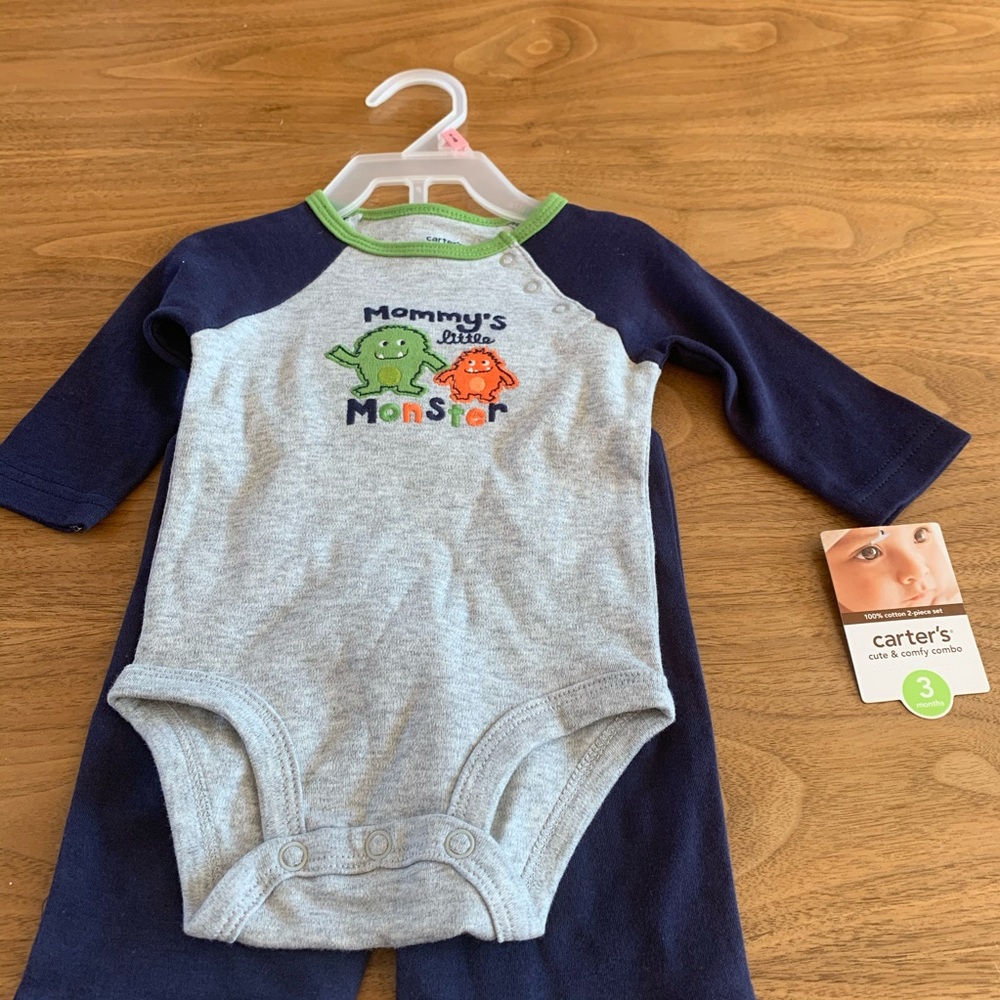 NWT Carter’s “Mommy’s Little Monster” 2-pc outfit - Picture 2 of 8